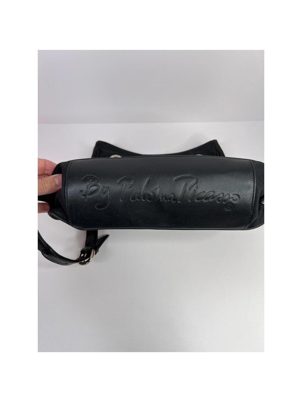 Vintage Paloma Picasso Shoulder Bag,'X' logo, black nylon/Leather, chain strap - Picture 8 of 9